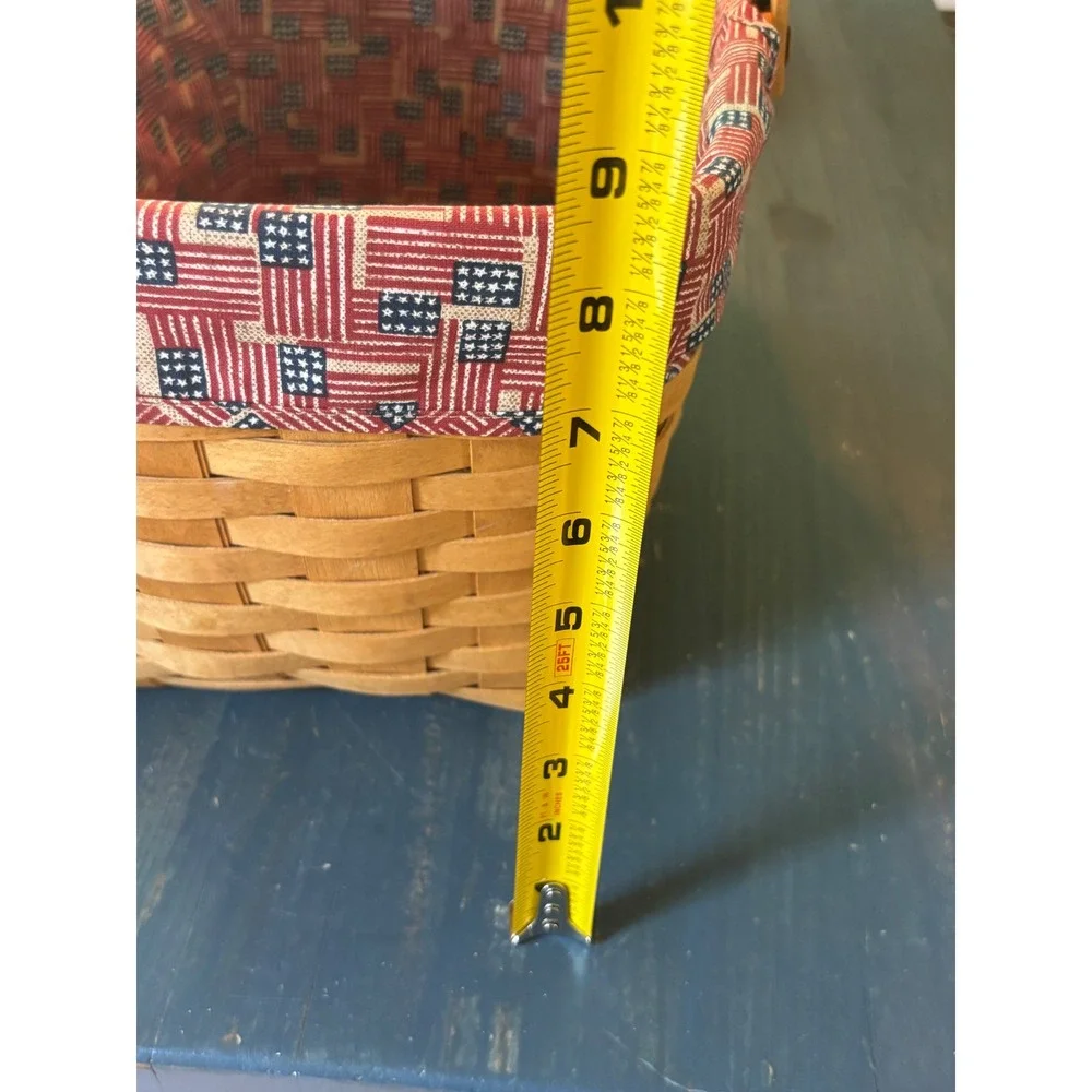 Longaberger 2003 Handmade Basket with American Flag Liner Patriotic Americana
